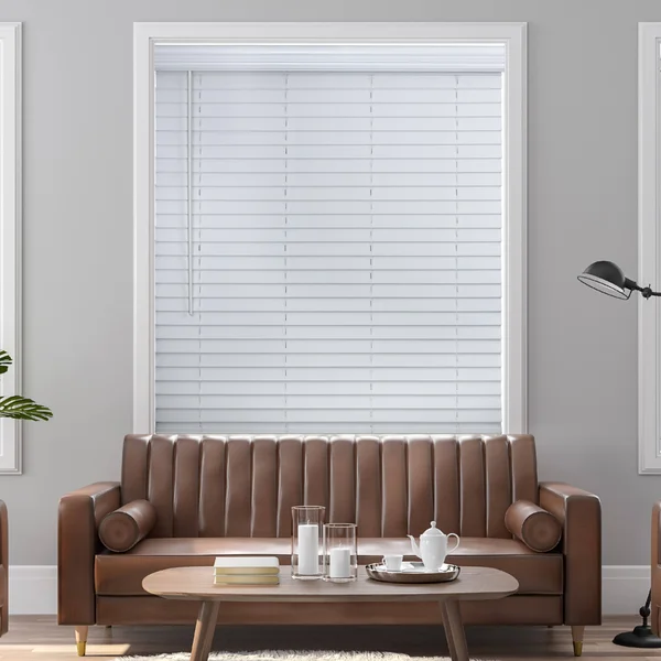 Lotus & Windoware 47 x 72 x 2 in. Cordless Faux Wood Blind - White