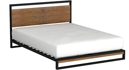 Zinus Suzanne Metal and Wood Platform Bed with Headboard, Box Spring