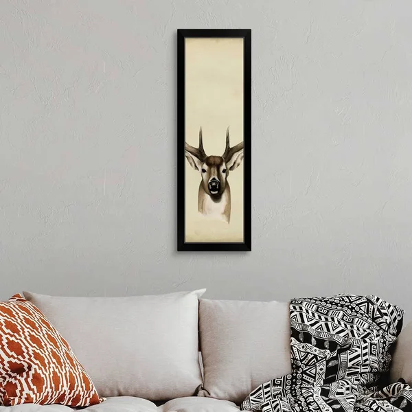 Triptych Whitetail II, Black Framed Wall Art, 12x36, Great Big Canvas
