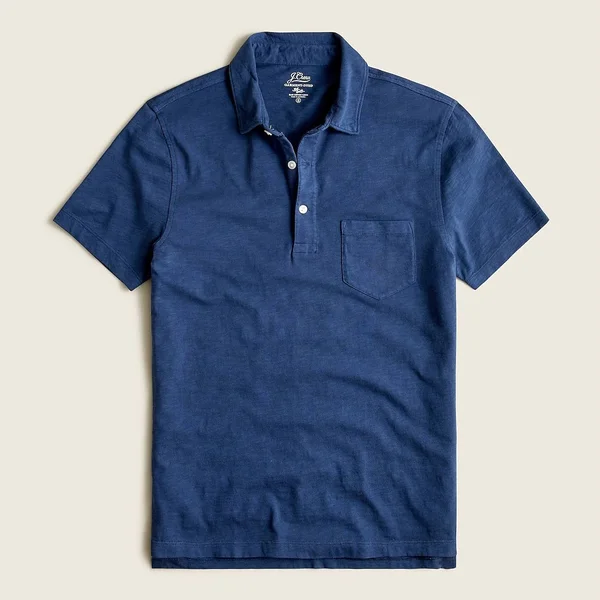 J.Crew Mens Garment-Dyed Slub Cotton Polo Shirt (Size Medium)