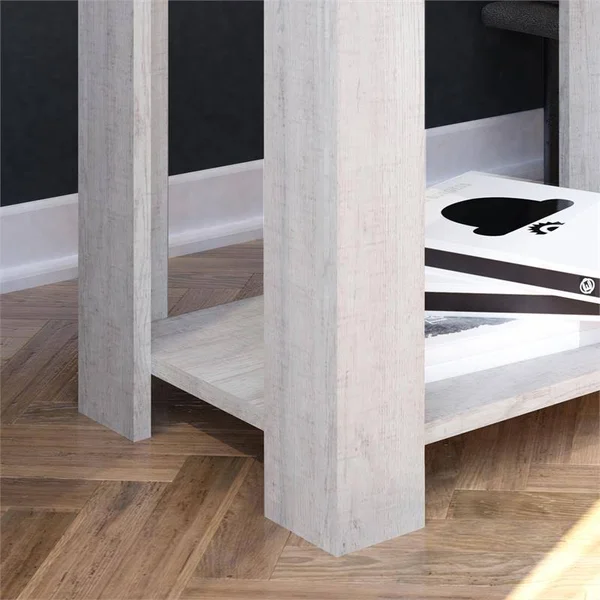 Pulaski Transitional Wood End Table Rustic White Weathered Oak