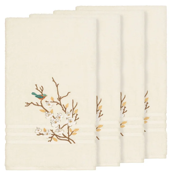Linum Home Textiles Springtime Turkish Cotton Embellished Bath Towel Cream