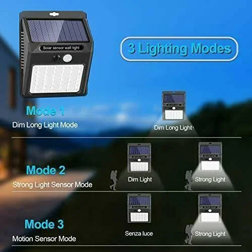 Solar Lights Outdoor [42 LED/3 Working Mode], SEZAC Solar Security Lights Solar