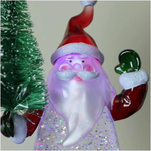 Northlight 11x22 LED Lighted Santa Claus with Christmas Tree Table Top Glitterdome