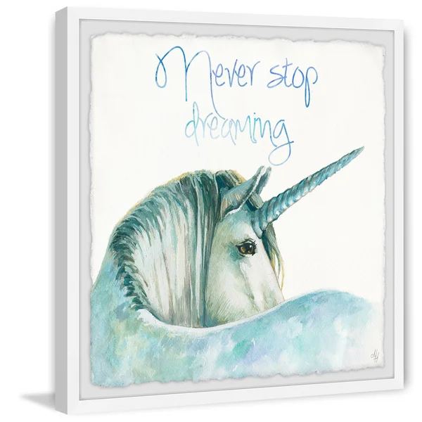 Marmont Hill Blue Unicorn Dreams II Framed Wall Art - Size: 32 x 32