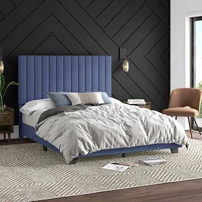Namboodri Upholstered Standard Bed Brayden Studio Size: King - Color: Blue