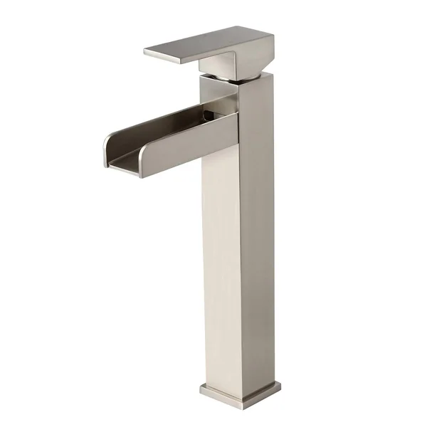 Homary Modern Brushed Nickel Waterfall Faucet for Vessel Sink Single Hole Bathroom Vessel Sink Faucet CUPC Certified