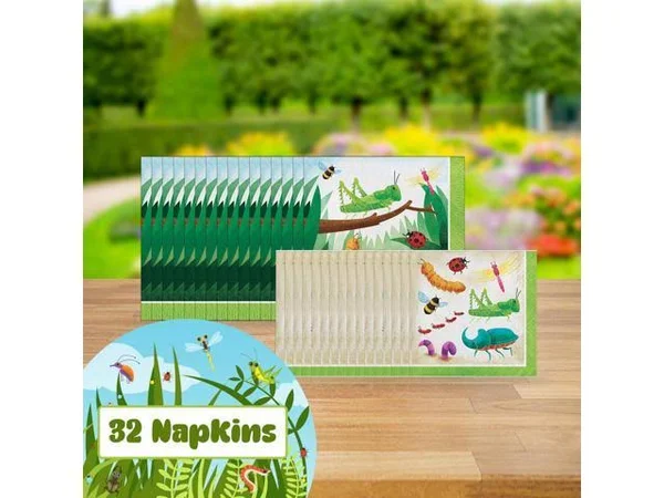 Creative Converting Birthday Bugs Party Dinnerware Bundle - Napkins, Plates, Table Cover, Bug-Themed Birthday Party, Baby Showe