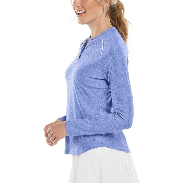 Plus Size Women's Match Point Long Sleeve Henley - Shirts For Women, Blue