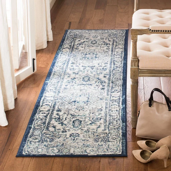 Safavieh Brentwood Light Gray/Blue 2 ft. x 20 ft. Distressed Medallion Runner Rug