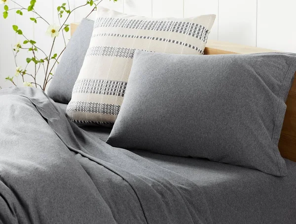 Coyuchi Organic Jersey Sheet Set, Charcoal Heather, Full