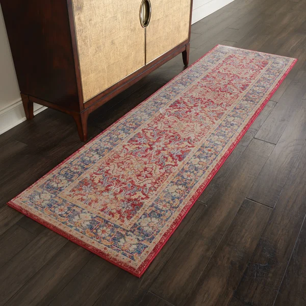 Nourison Global Vintage GLB02 Area Rug, Red, 2&4x22 x 8& Runner