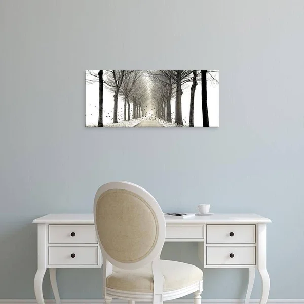 Easy Art Prints Lars Van De Goor's 'Birds' Premium Canvas Art - 9 x 21 - Brazilian Barnwood Frame