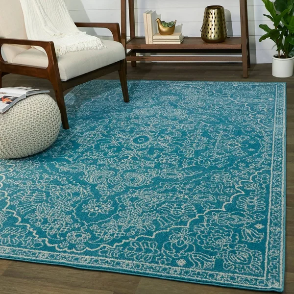 BALTA Telford Teal 7 ft. x 9 ft. Oriental Medallion Area Rug - Blue