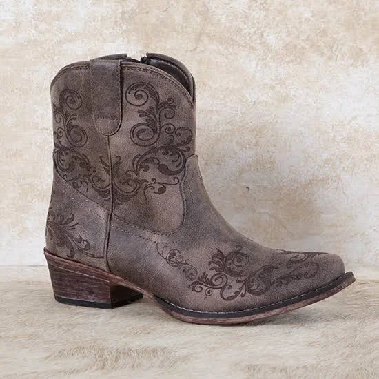 Roper Short Stuff Floral Booties - 8 1/2 - B Width