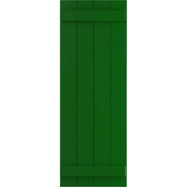 Ekena Millwork CWB15X033CGC 15x22W x 33x22H Exterior Four Board (2 Batten) Composite Board-n-Batten Shutters (Per Pair), Chrome