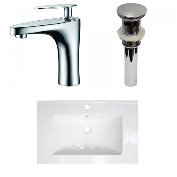 American Imaginations AI-30012 24 in. 1 Hole Ceramic Vanity Top Set in White
