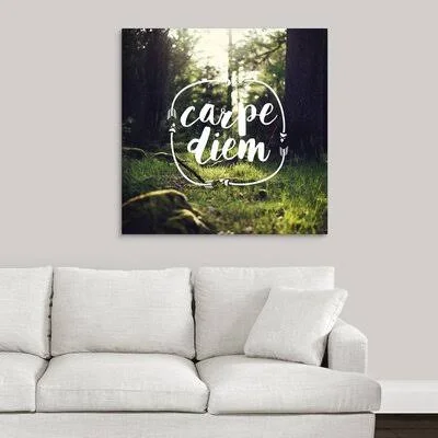 Giclee &Carpe Diem Sentiment& Graphic Art Print Ebern Designs Format: Wrapped Canvas - Size: 24x22 H x 24x22 W x 1.5x22 D