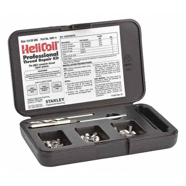 Heli-Coil 5401-4 Thread Repair Kit - 304 SS, 1/4-20, 36 Pcs