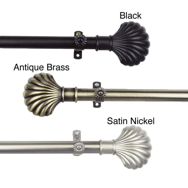 InStyleDesign Shelly Adjustable Curtain Rod - 66 to 120 inch - Antique Brass