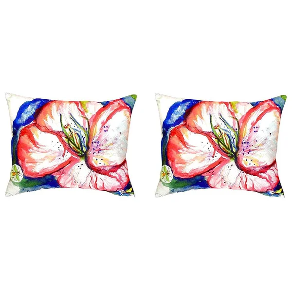 Pair of Betsy Drake Hibiscus No Cord Pillows 16 inch x 20 inch