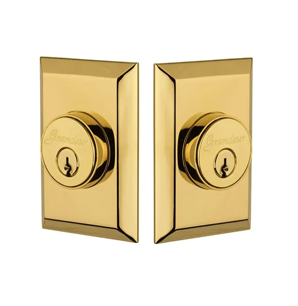 Grandeur Double Cylinder Deadbolt Fifth Avenue Plate in Lifetime Brass