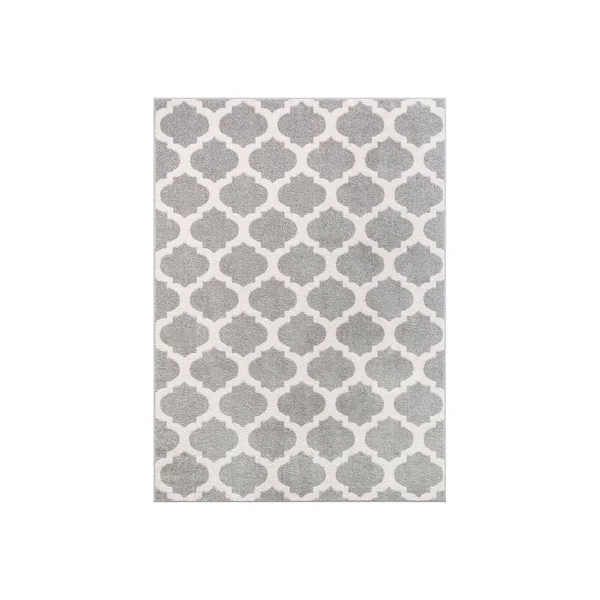 Well Woven Mystic Zoe Modern Trellis Grey 7'10 inch x 9'10 inch Area Rug - Gray