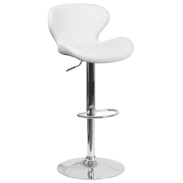Flash Furniture 2 Pk. Contemporary White Vinyl Adjustable Height Barstool with Chrome Base