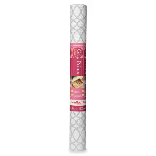 Con-Tact Grip Prints 18 in. x 4 ft. Moderna Gray Non-Adhesive Vinyl Top Grip Drawer and Shelf Liner (6-Rolls)