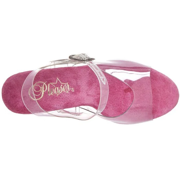 Pleaser - Sky-308 9, Clear/Hot Pink Chrome