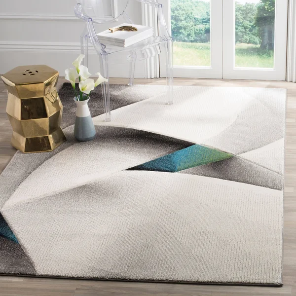 Safavieh Hollywood HLW713D 6&7x22 x 6&7x22 Square Grey - Teal Area Rug