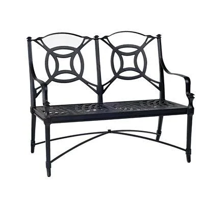 Isla Auminum Garden Bench Woodard Cushion Color: Cutter Enamel, Frame Color: Pewter Finish, Seat Height: 19.75x22