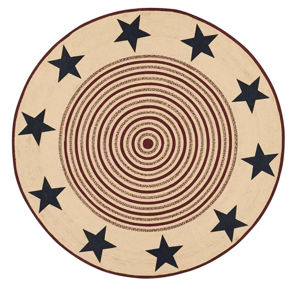 VHC Brands Potomac Jute Rug Stencil Stars 3& Round