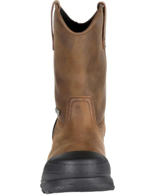 Men's Brown Rocky XO-Toe Composite Waterproof Pull-On Work Boot Size 8