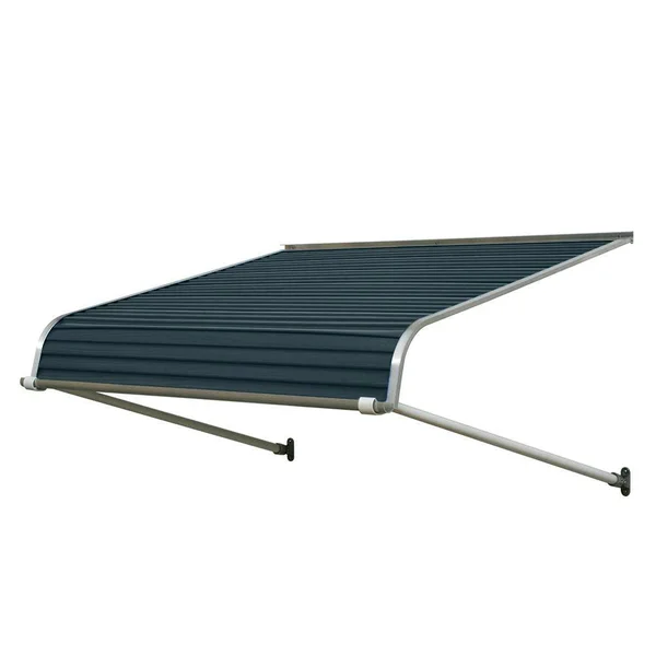 NuImage Awnings 1100 60-in Wide x 60-in Projection Bedford Blue Solid Open Slope Door Fixed Awning - K111006032