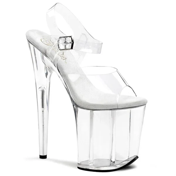 Pleaser - FLAMINGO-808 9 - Clear/Rose Gold Chrome