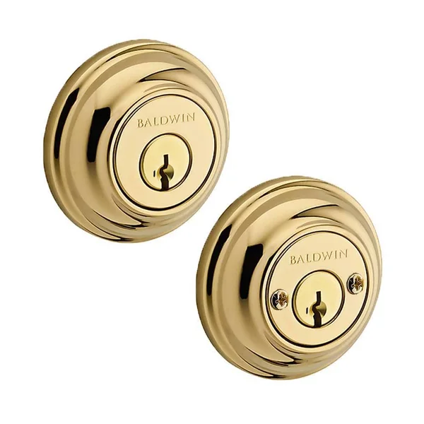 Baldwin Reserve DCTRD003S Double Cylinder Traditional Round Deadbolt with SmartKey Lifetime Brass Finish