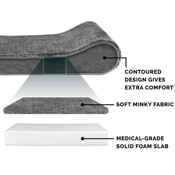 FurHaven Pet Bed - Minky Plush & Velvet Luxe Lounger Orthopedic Dog Bed (Jumbo Plus - Gray)