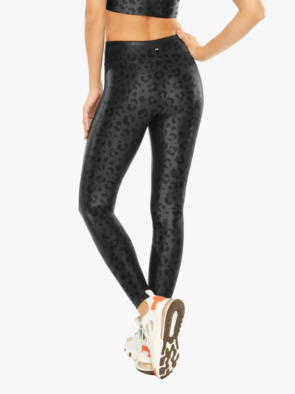 Koral Women's Lustrous High Rise Leggings, Black Leopard, X-Large
