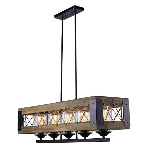 LNC Wood Kitchen Island Lighting 5-Light Pendant Lighting