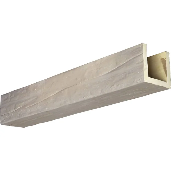 Ekena Millwork BMRW3C0100X100X096WH 3-Sided (U-beam) Riverwood Faux Wood Beam, Whitewash, 10x22W x 10x22H x 8&L