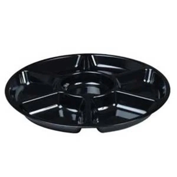 Fineline Settings 3507-BK Black Small 7-Compartment Serving Tray