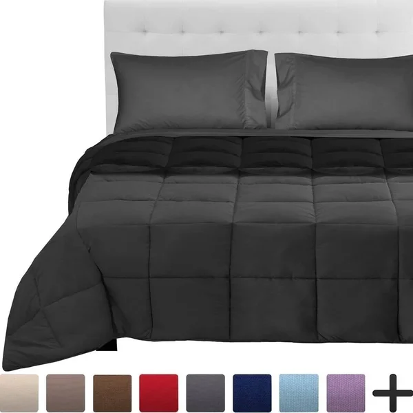 Bare Home Reversible Bed-in-a-Bag Down Alternative Comforter/Sheet Set - Comforter: Sand/Taupe - Sheets: Taupe - Queen