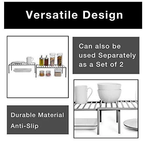 Smart Design Premium Cabinet Storage Shelf - Large Expandable (16-32 x 10 inch) - Steel Metal Frame - Rust Resistant Coating - C