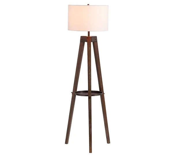 Miles Tripod Wood Floor Lamp, Walnut/Bronze