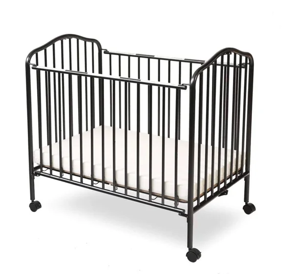 L.A. Baby Portable Mini Crib with Mattress Black
