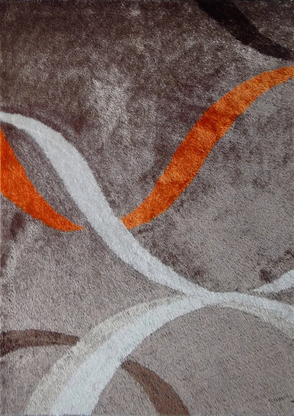 Vibrant Hand Tufted Modern Wavy Shag Area Rug, Brown