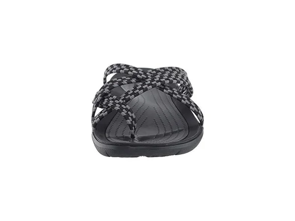 Crocs Swiftwater Braided Web Flip (Black/Black) Women's Sandals