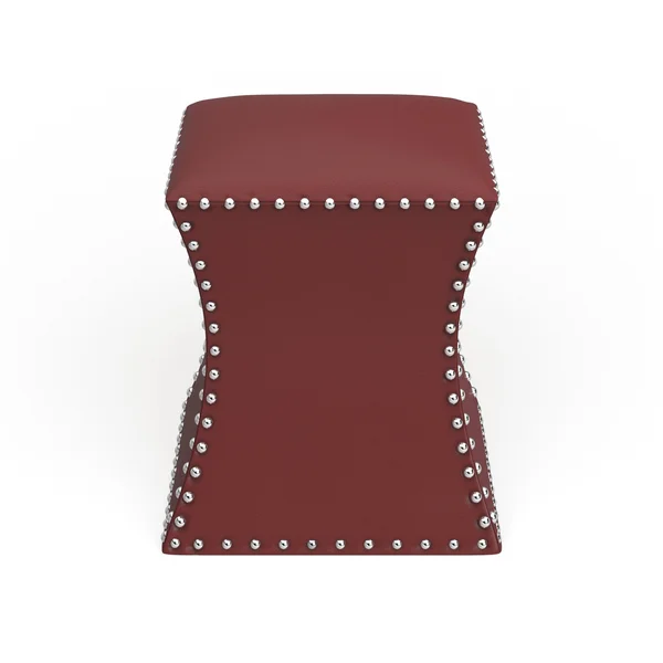 The Curated Nomad Hastings Faux Leather Ottoman - Blue