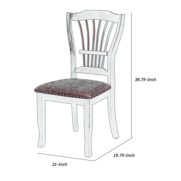 Slatted Back Wooden Dining Chair with Nailhead TRIM - Set of 2, Brown